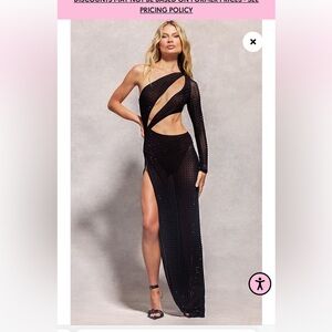 Pretty little thing, Naomi Campbell Embellished Mesh One Sleeve  Dress